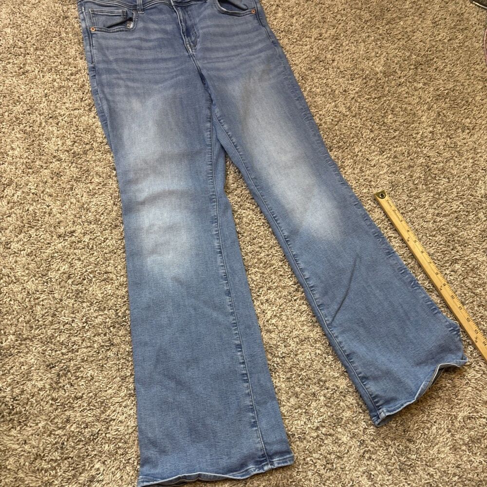 American Eagle Jeans Womens 14 Blue Kick Boot Bootcut Mid Rise Stretch Faded - Picture 7 of 15